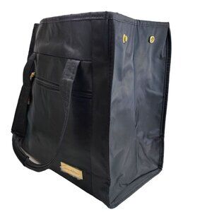 Samantha Brown Tote Purse Bag Black Nylon Travel Handbag PD033